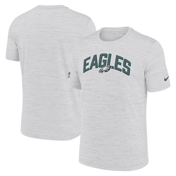 Men's Philadelphia Eagles White Sideline Velocity Stack Performance T-Shirt